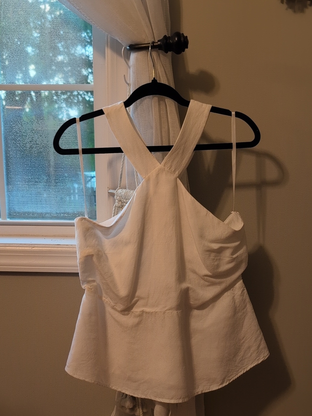 Ann Taylor Factory White Linen Peplum Tank